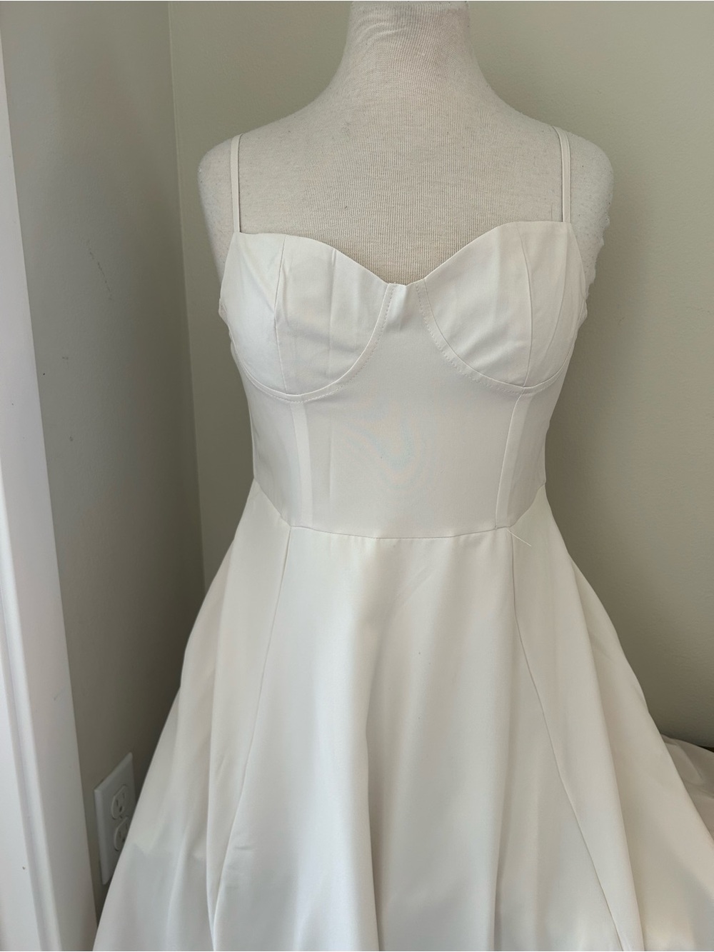 Elegant White Spaghetti-Strap Fit & Flare Dress